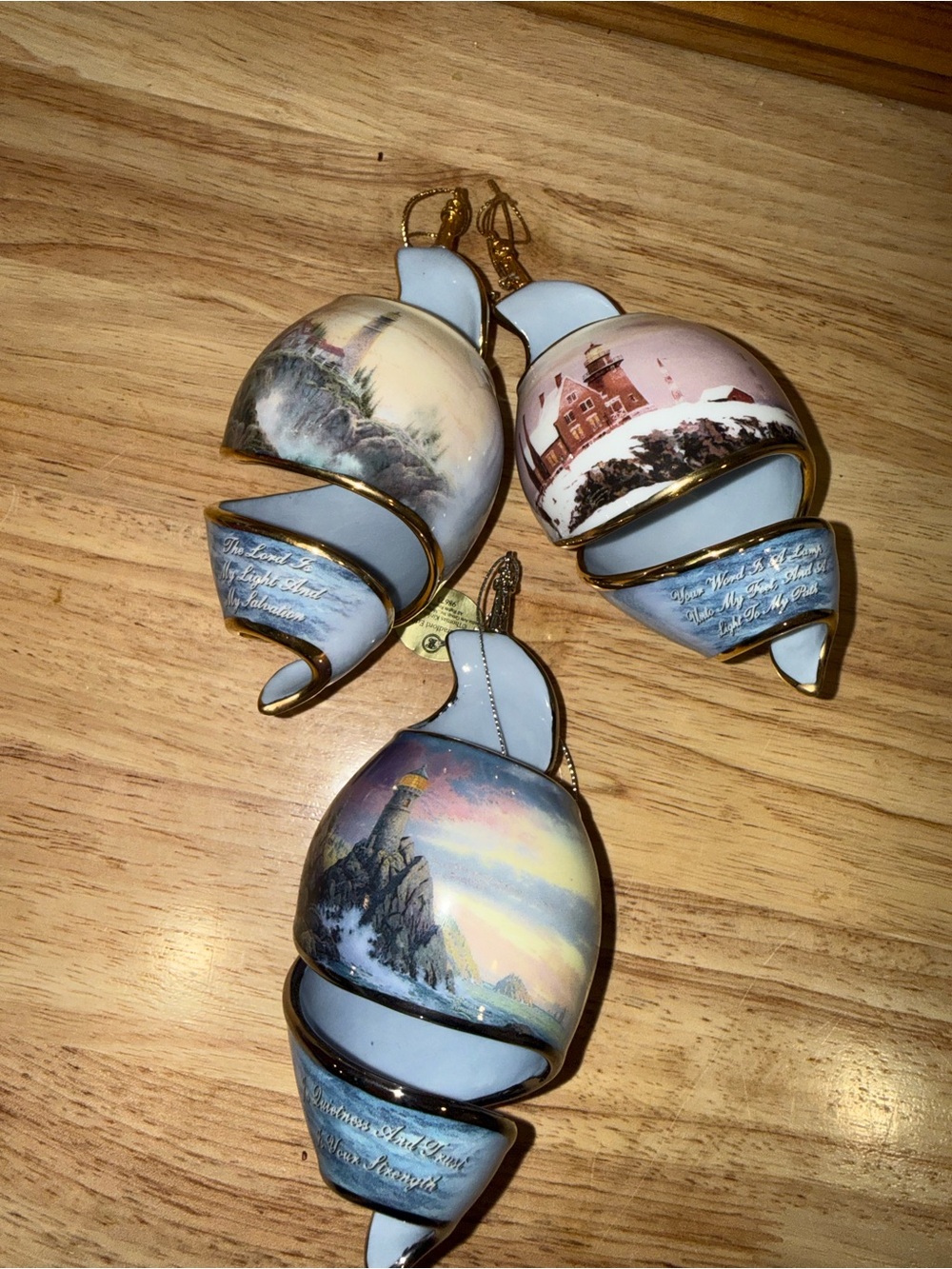 Thomas Kinkade Clearing Storms Shoreline Splendors Spiral Ornaments,  Set Of 3